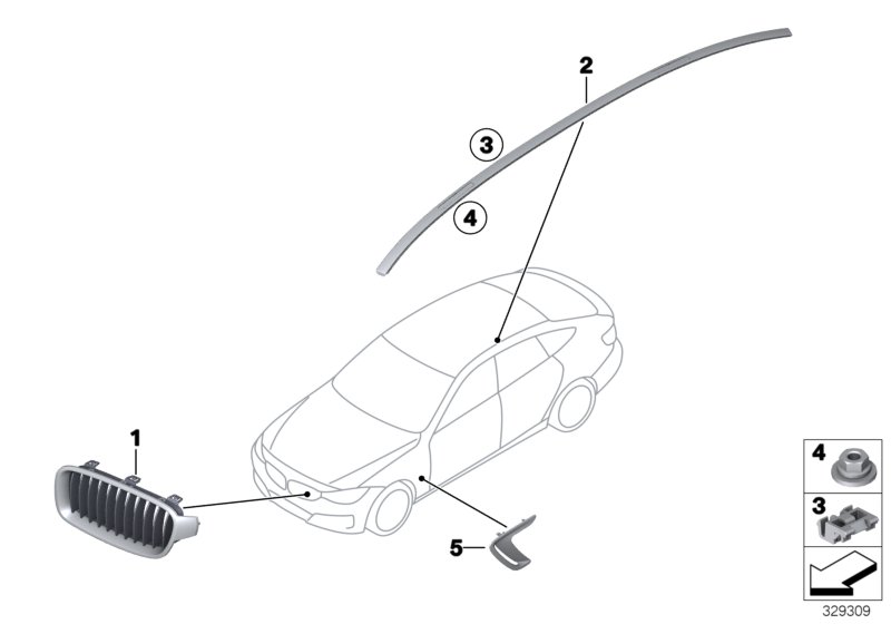 Diagram Exterior trim / grill for your 2014 BMW X4   