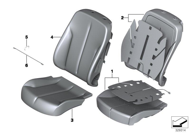 Diagram Seat front, upholstery & cover base seat for your BMW