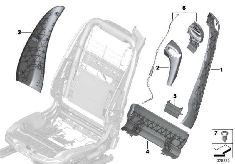 Diagram Seat, front, backrest trim covers for your 1988 BMW M6   