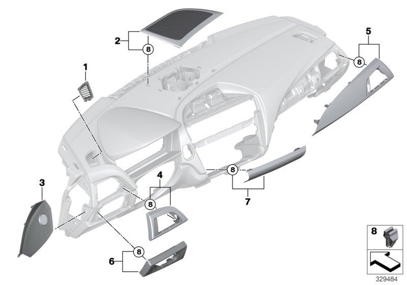 Diagram Mounting parts, I-panel, top for your BMW M6  