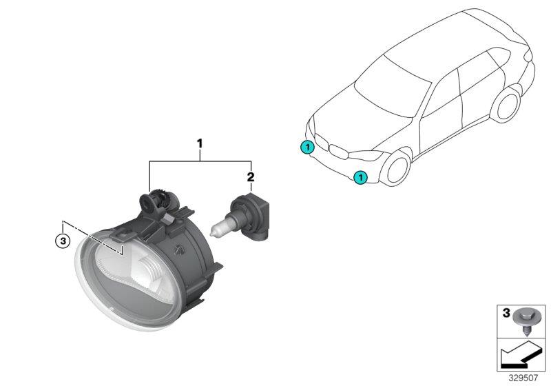 Diagram Fog lights for your 2002 BMW X5   