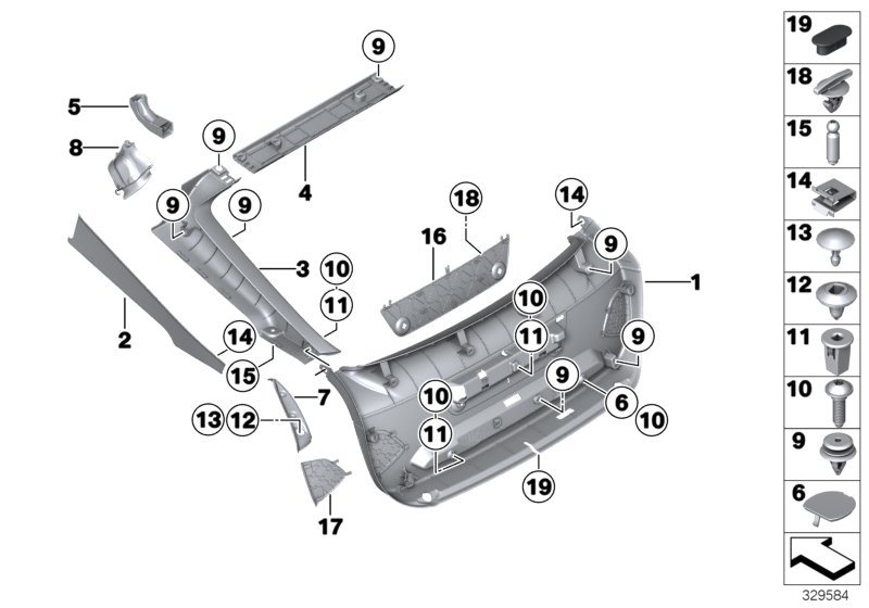 Diagram TRUNK LID TRIM PANEL for your BMW