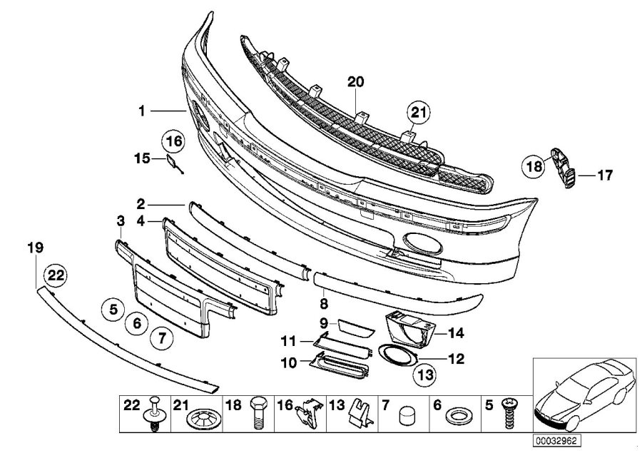 Diagram M Trim, front for your 2001 BMW 540i   