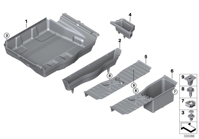 Diagram Storage surface, trunk floor for your 2012 BMW M6   