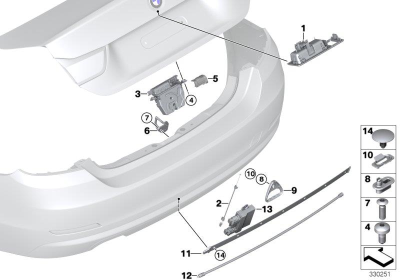 Diagram Tailgate closing system for your 2022 BMW 540i   