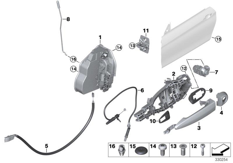 Diagram Locking system, door, front for your 2020 BMW 330e   
