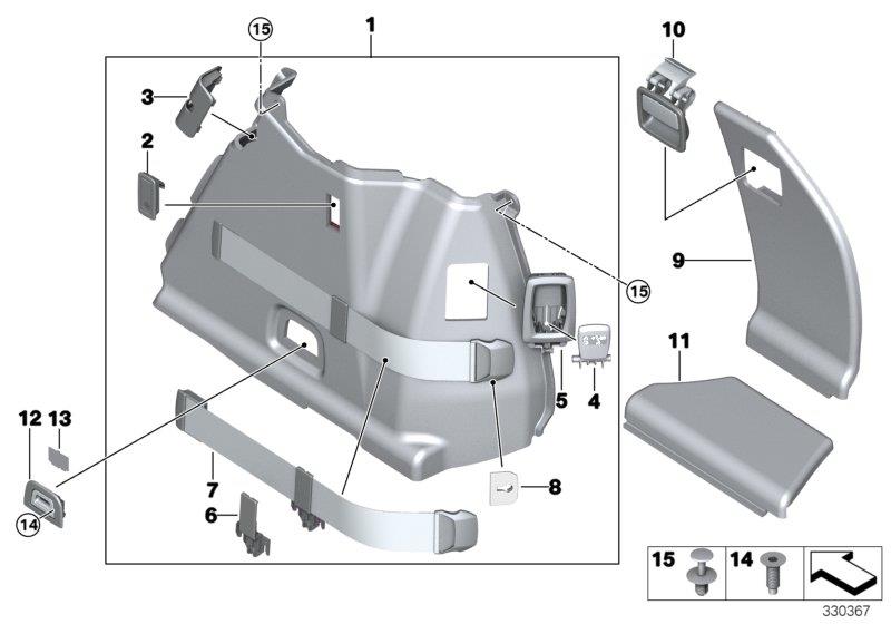 Diagram Right TRUNK TRIM for your BMW