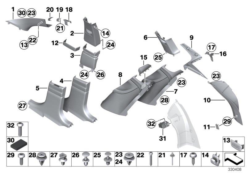 Diagram Trim panel A- / B- / C- / D-Column for your 1988 BMW M6   