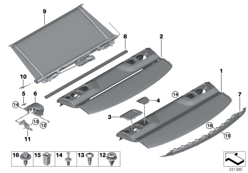 Diagram REAR WINDOW SHELF for your BMW