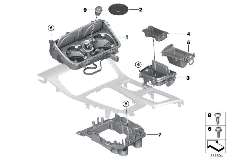 Diagram Mounting parts, center console for your 2007 BMW M6   