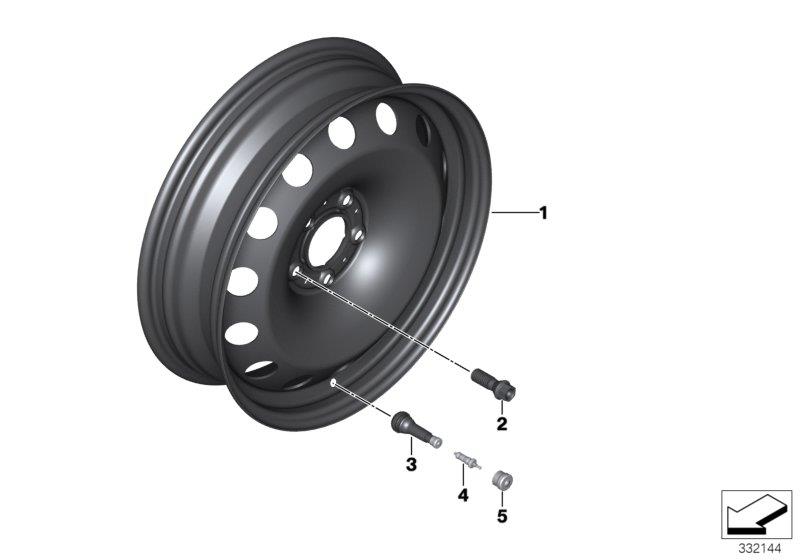 Diagram Compact spare wheel, steel, black for your BMW X5  50iX