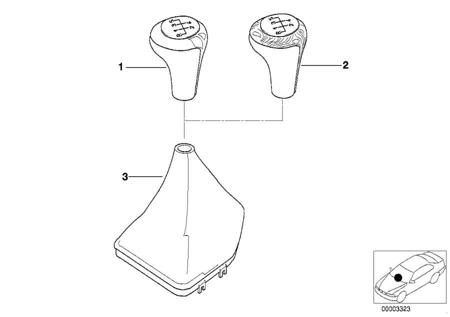 Diagram Gear shift KNOBS/SHIFT lever coverings for your 2002 BMW X5   