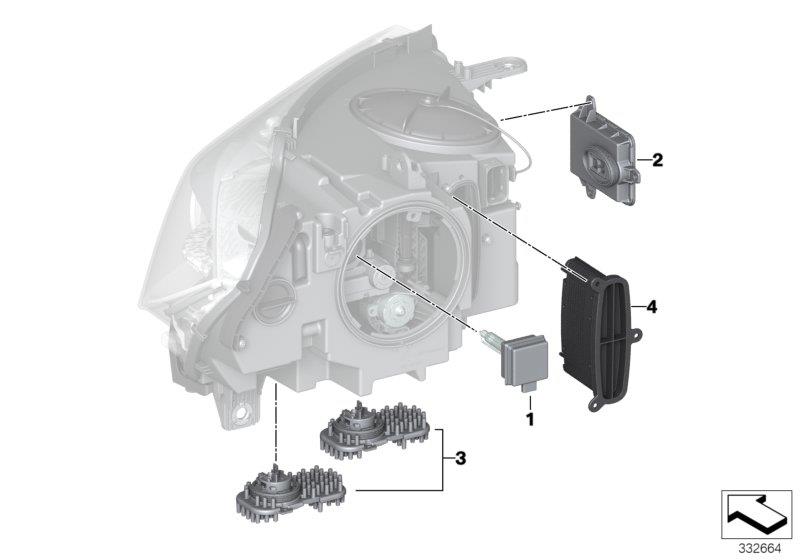 Diagram Single parts, headlight electronics for your 2016 BMW 650iX   