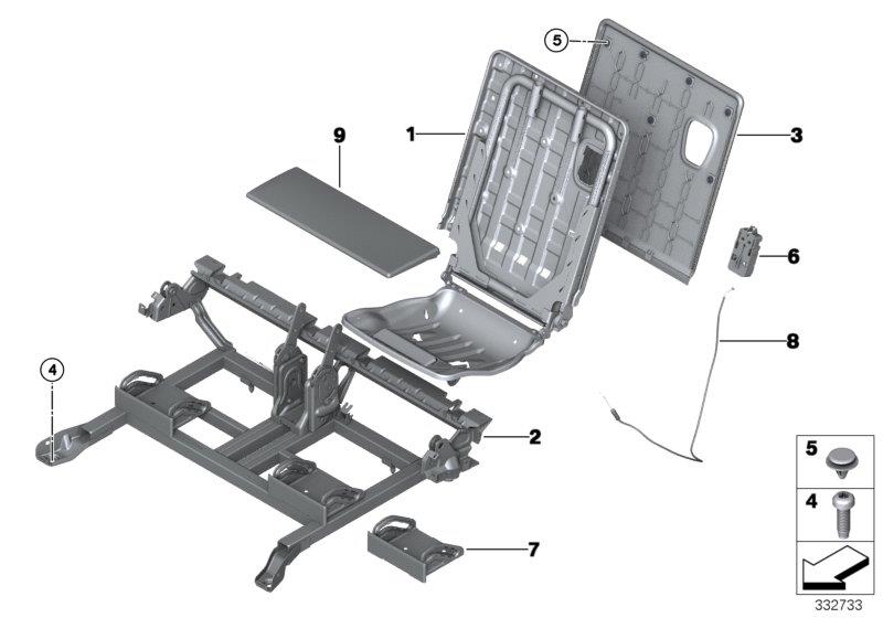 Diagram Seat, rear, seat frame, 3rd row for your 1988 BMW M6   