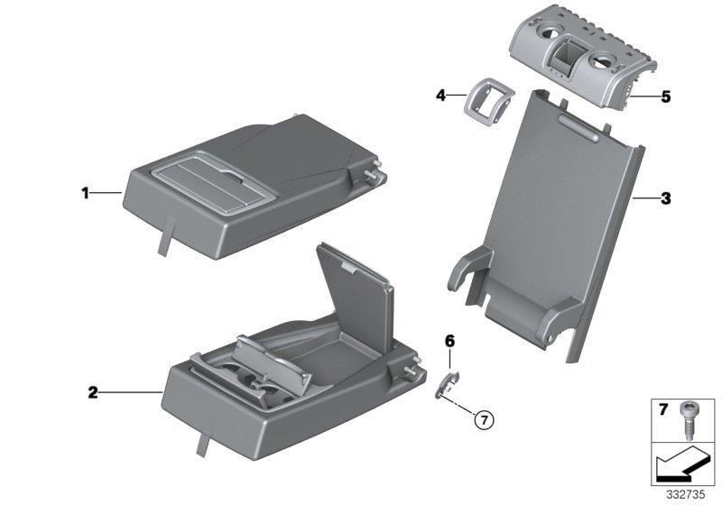 Diagram Rear seat center armrest for your BMW