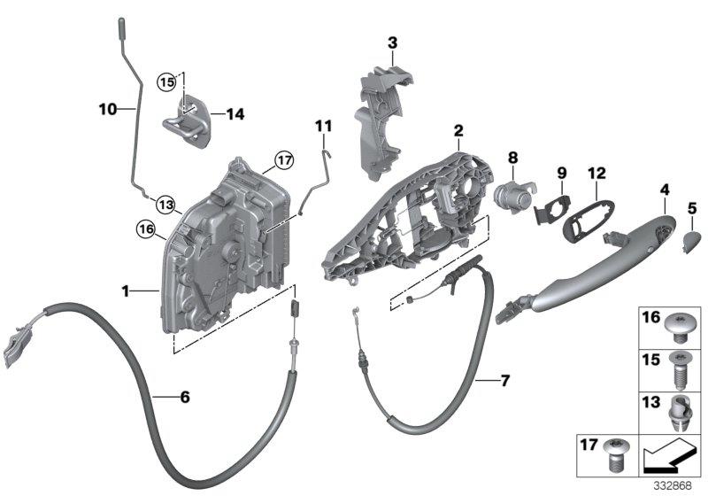 Diagram Locking system, door, front for your MINI