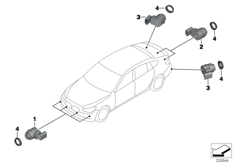 Diagram Park Distance Control (PDC) for your 2006 BMW 325xi   