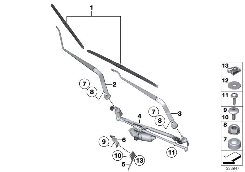 Diagram SINGLE WIPER PARTS for your 2009 BMW X5   