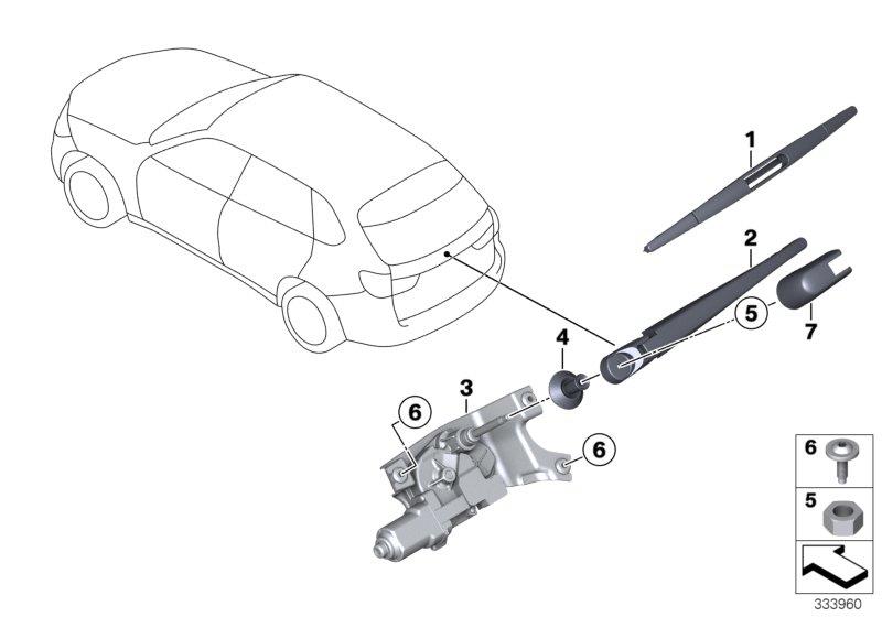 Diagram SINGLE PARTS FOR REAR WINDOW WIPER for your 2014 BMW X5   