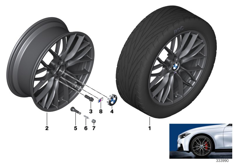 Diagram BMW LA wheel M Double Spoke 405-18"" for your 2014 BMW 320i   