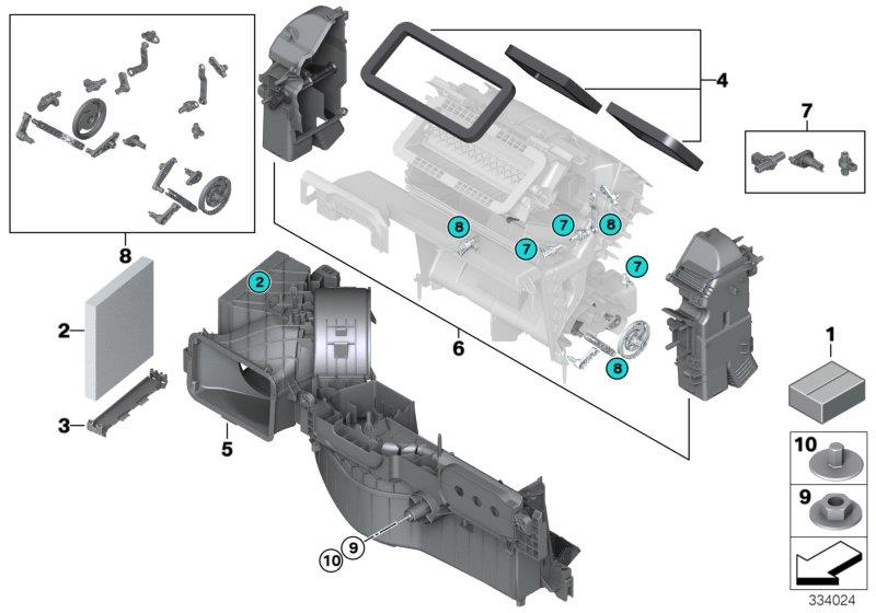 Diagram Housing parts, heater and air condit. for your 1987 BMW M6   