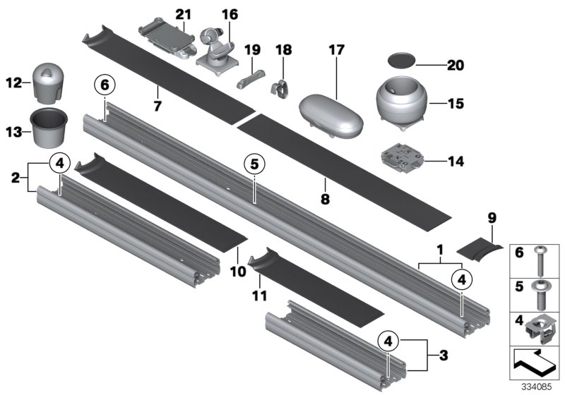 Diagram Mounting parts, center console for your MINI