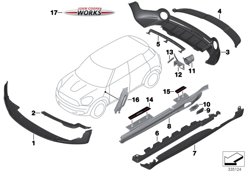 Diagram Retrofit JCW Aerokit for your MINI