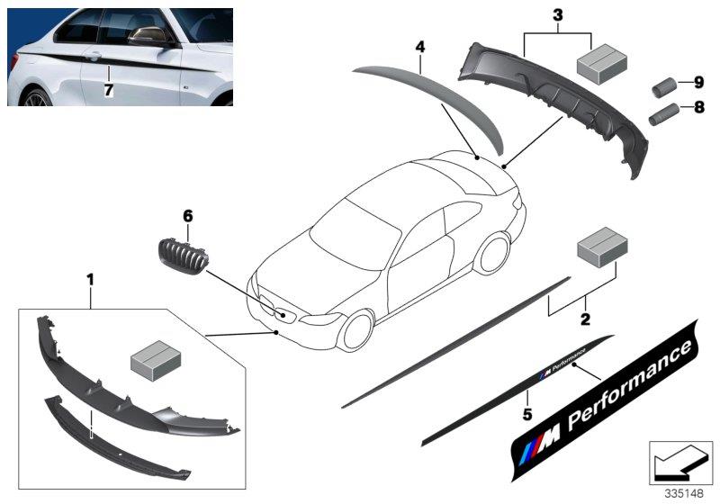 Diagram M Performance aerodynamics acc.parts for your 2020 BMW M240i   