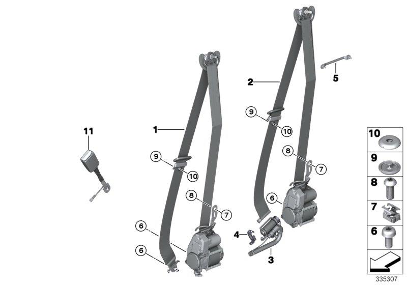 Diagram Safety belt, REMA, front for your BMW M6  