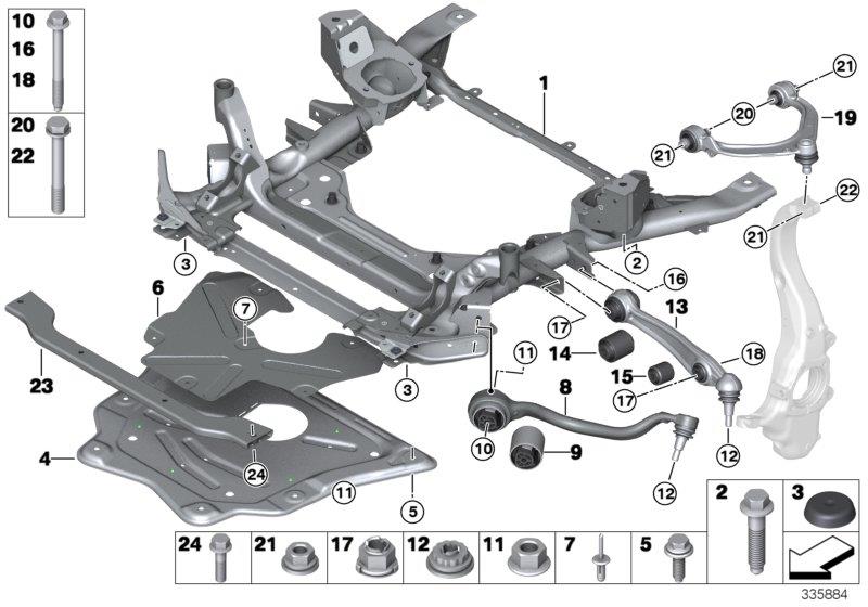 Diagram Frnt axle support,wishbone/tension strut for your 2016 BMW 330e   