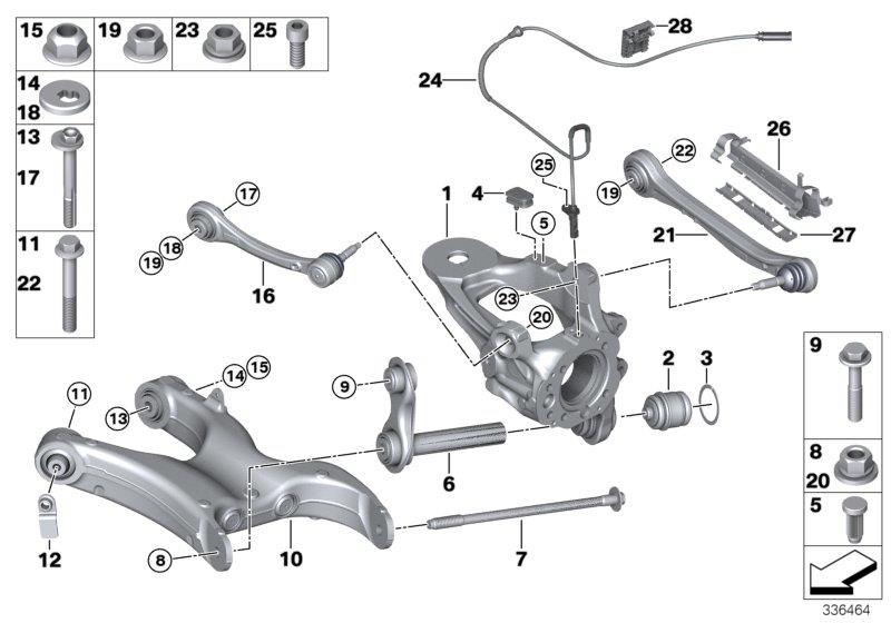 Diagram REAR AXLE SUPPORT/WHEEL SUSPENSION for your 2018 BMW X2   