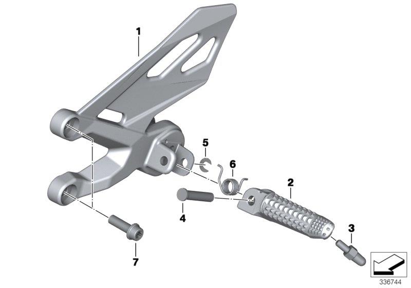 Diagram Footrest, front for your 2016 BMW R1200GS   