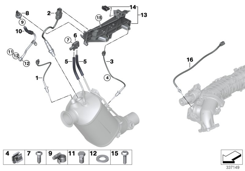 Diagram Diesel part.filter sens./mounting parts for your 2015 BMW 428i   