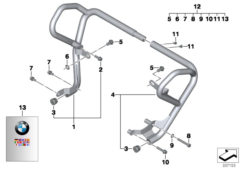 Diagram Engine protection bar for your 2010 BMW F800GS   