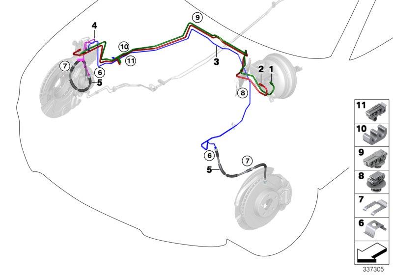 Diagram Brake pipe, front for your 2015 BMW M6   