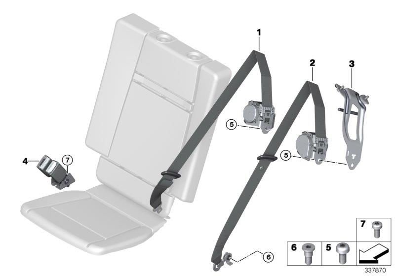 Diagram Safety belt for 3rd seat row for your BMW M6  