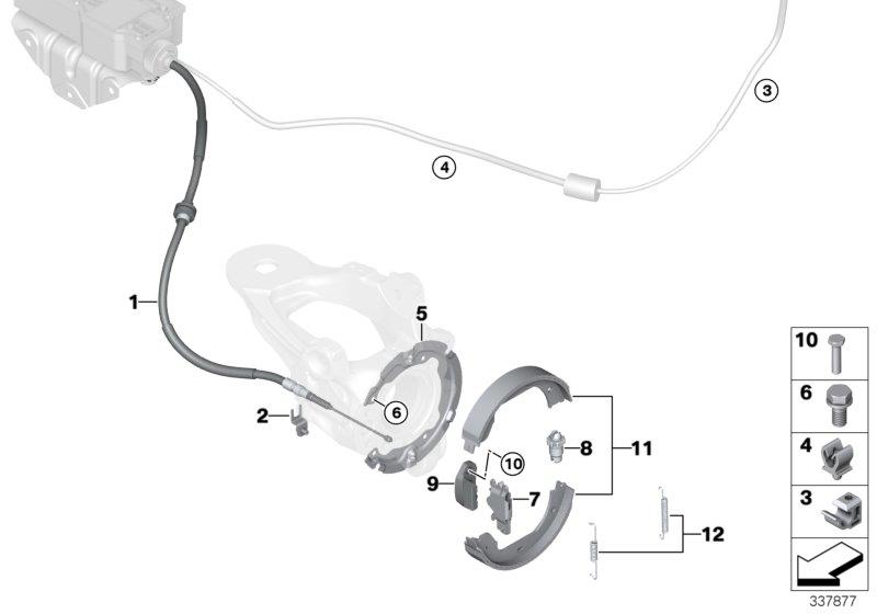 Diagram PARKING BRAKE/BRAKE SHOES for your BMW X6  