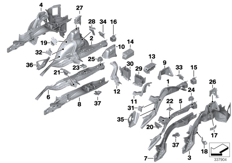 Diagram Rear wheelhouse/floor parts for your BMW