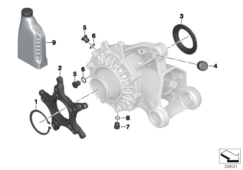 Diagram Right-angle gearbox, single parts for your BMW