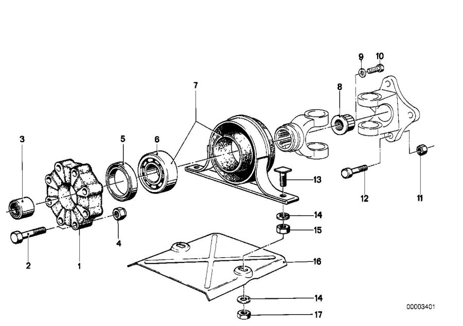Diagram DRIVE SHAFT ATTACH.PARTS CENTER BEARING for your 2016 BMW X1   