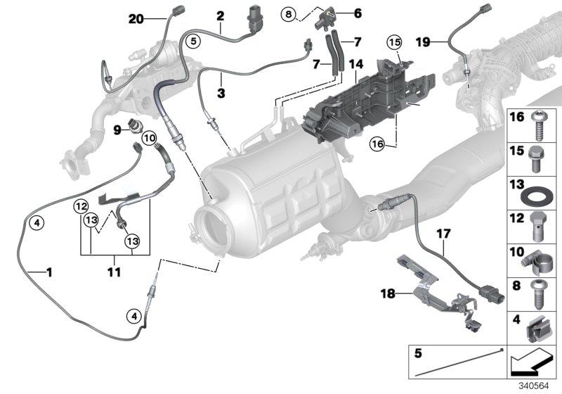 Diagram Diesel part.filter sens./mounting parts for your 2009 BMW 335xi   