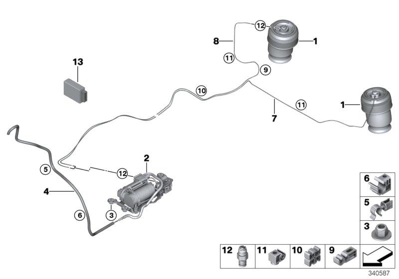 Diagram LEVELL.DEVICE, AIR SPRING AND CTRL UNIT for your 2000 BMW X5   