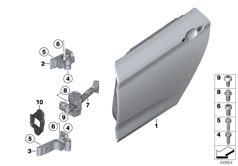 Diagram Rear door - hinge/door brake for your BMW 330iX  