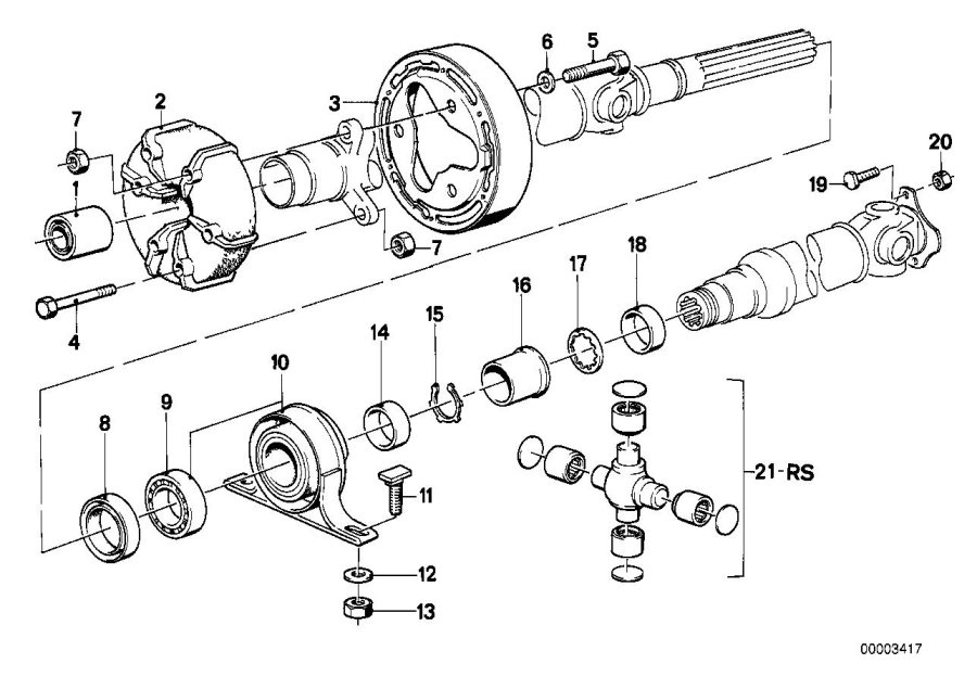 Le diagramme Arbre de transm.,flector/palier interméd pour votre BMW