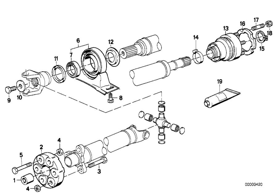 Diagram DRIVE SHAFT-CEN.BEARING-CONST.VEL.JOINT for your 2022 BMW X6   