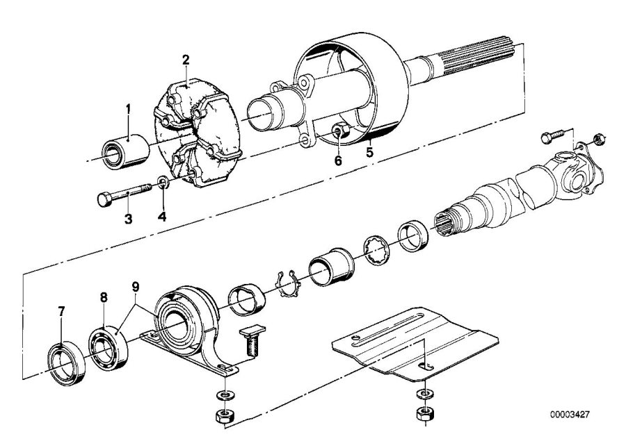 Diagram Drive shaft,univ.joint/center mounting for your 1987 BMW M6   