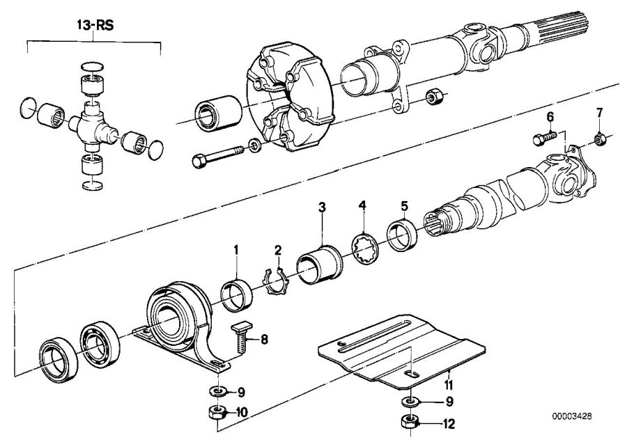 Diagram DRIVE SHAFT ATTACH.PARTS CENTER BEARING for your 2012 BMW M6   