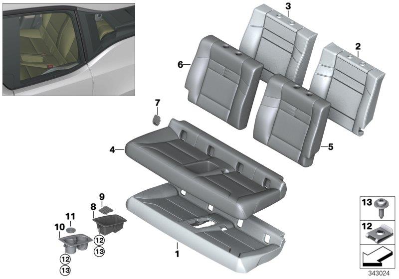 Diagram Seat rear, upholstery & cover base seat for your 1991 BMW M3   