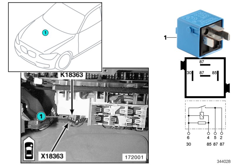 Diagram Relay for convertible top 1 K18363 for your BMW