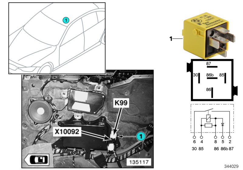 Diagram Relay, heated rear window, Hardtop, K99 for your 2018 BMW X2 28iX  